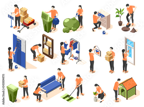 Spring Renovation Isometric Icons
