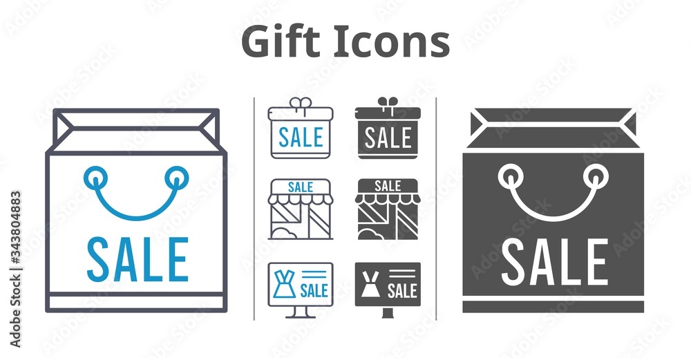 gift icons icon set included gift, shopping bag, online shop, shop icons gift icons icon set included gift, shopping bag, online shop, shop icons