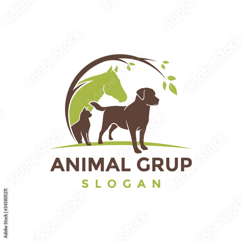 Dog cat and horse logo template veterinary 