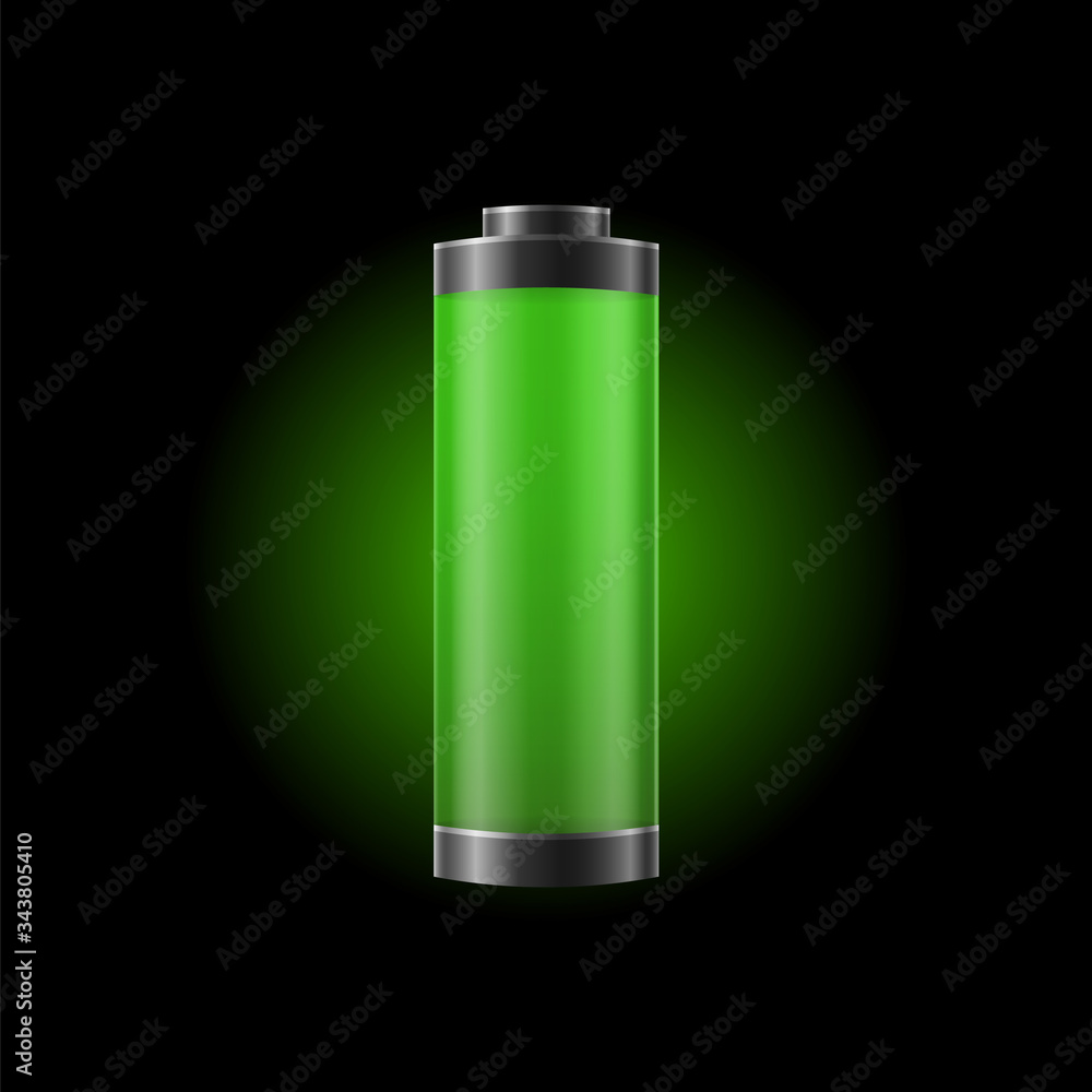 Realistic Detailed 3d Battery Charge Indicator Full Power. Vector Realistic Detailed 3d Battery Charge Indicator Full Power. Vector