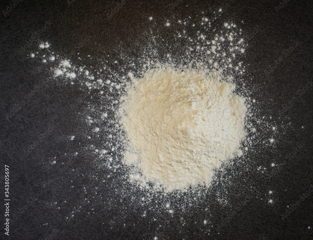 Flour on a black background