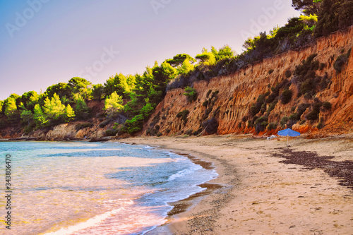 Fototapeta Naklejka Na Ścianę i Meble -  mountain like landscape on a Greek island beach in Skiathos
