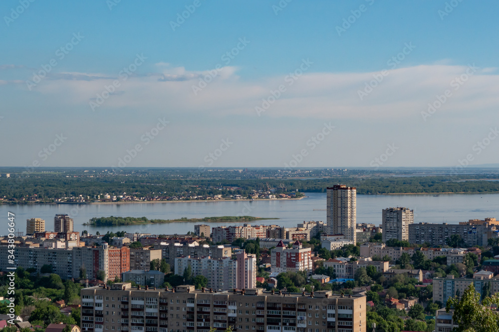 View of Saratov, Russia from Sokolovaya Mountain (south direction)