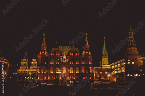 Red Square and Russian state historical museum at night, Moscow.Russia Nov 22, 2017