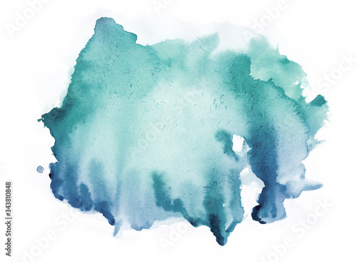 Abstract Blue Watercolor Background Isolated on White.