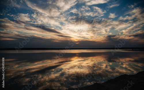 sunset over the river