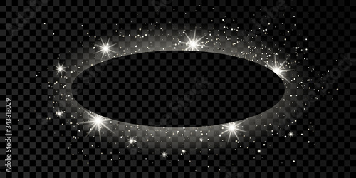 Silver oval frame with glitter