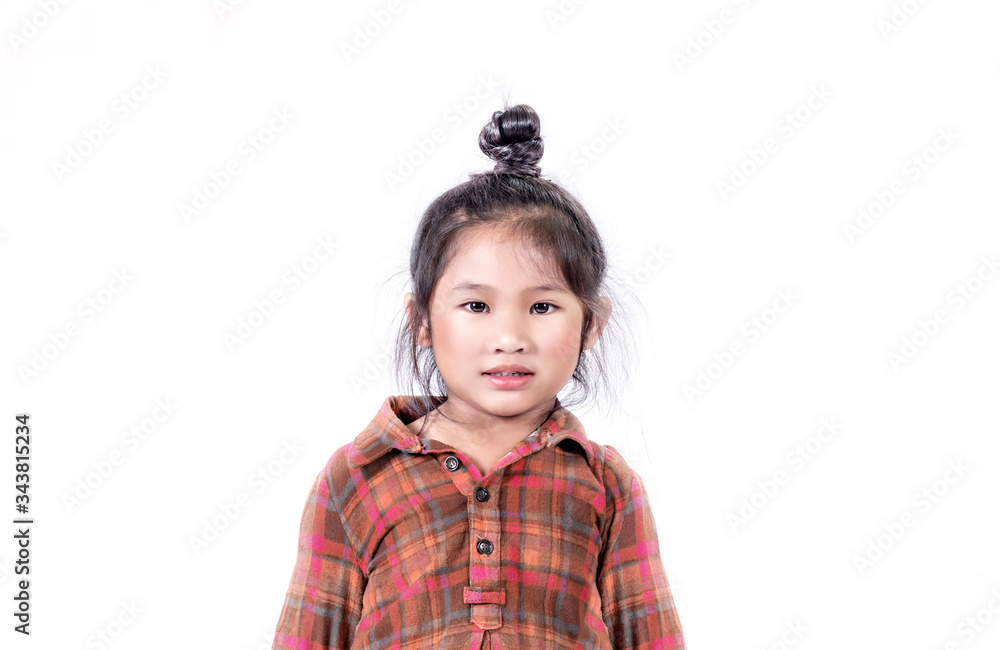 portrait of asian little girl over white background portrait of asian little girl over white background