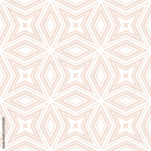 Vector lines seamless pattern. Subtle modern geometric texture. Beige and white ornament with diagonal lines  stripes  rhombuses  diamonds  repeat tiles. Simple linear geo design for print  wallpapers