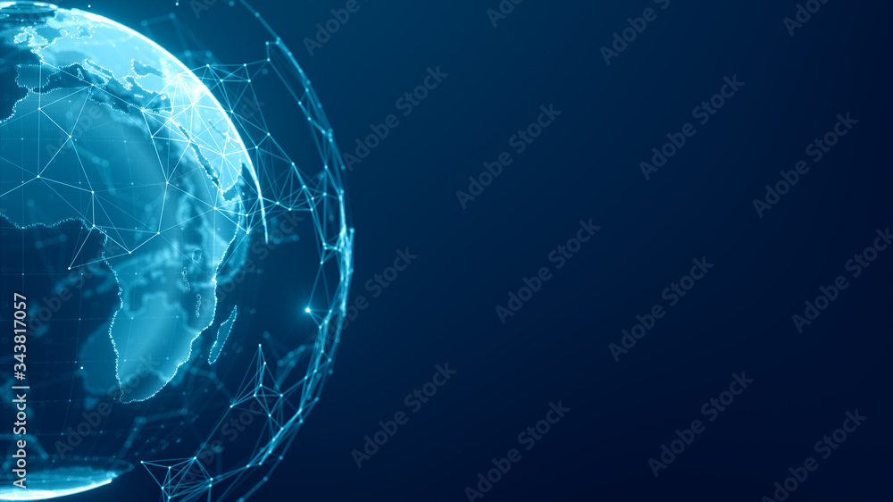Communication technology global world network concept. Connection lines ...