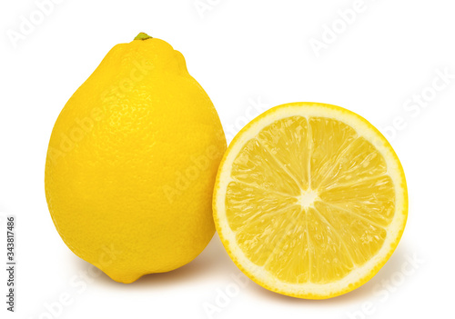 Close up,lemon fruit isolated on white background.