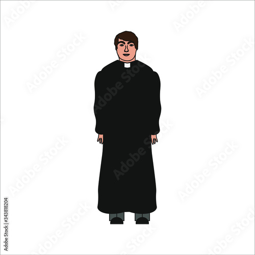 Catholic church parish priest. Vector illustration for web and mobile design.
