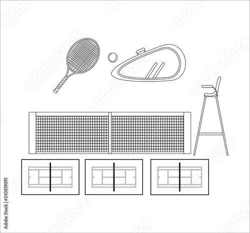 tennis object kit. Vector illustration for web and mobile design.