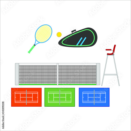 tennis object kit. Vector illustration for web and mobile design.