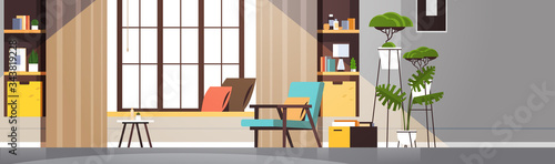 modern empty living room interior no people apartment with furniture horizontal vector illustration