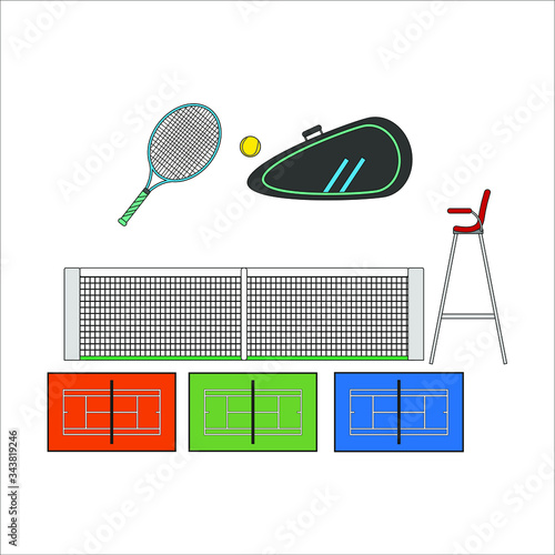 tennis object kit. Vector illustration for web and mobile design.