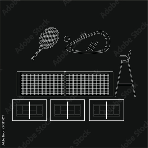 tennis object kit. Vector illustration for web and mobile design.