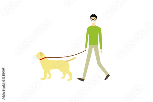 マスクをする男性と犬のイラスト
