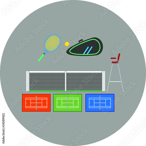 tennis object kit. Vector illustration for web and mobile design.
