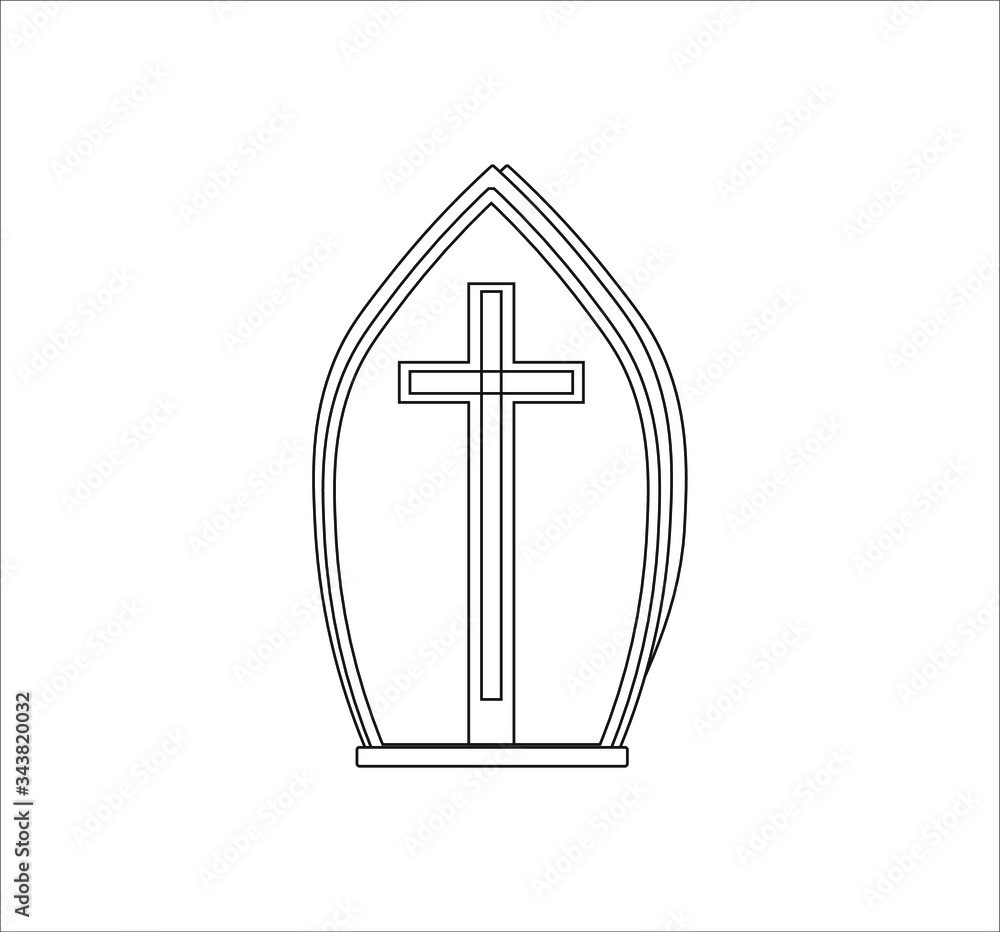 Miter is a typical hat the Pope of Rome of the Catholic Church. Vector illustration for web and mobile design.