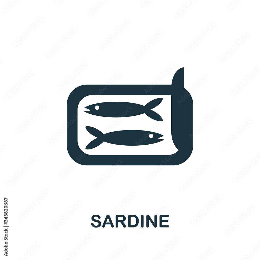 Naklejka premium Sardine icon. Simple illustration from seafood collection. Creative Sardine icon for web design, templates, infographics and more