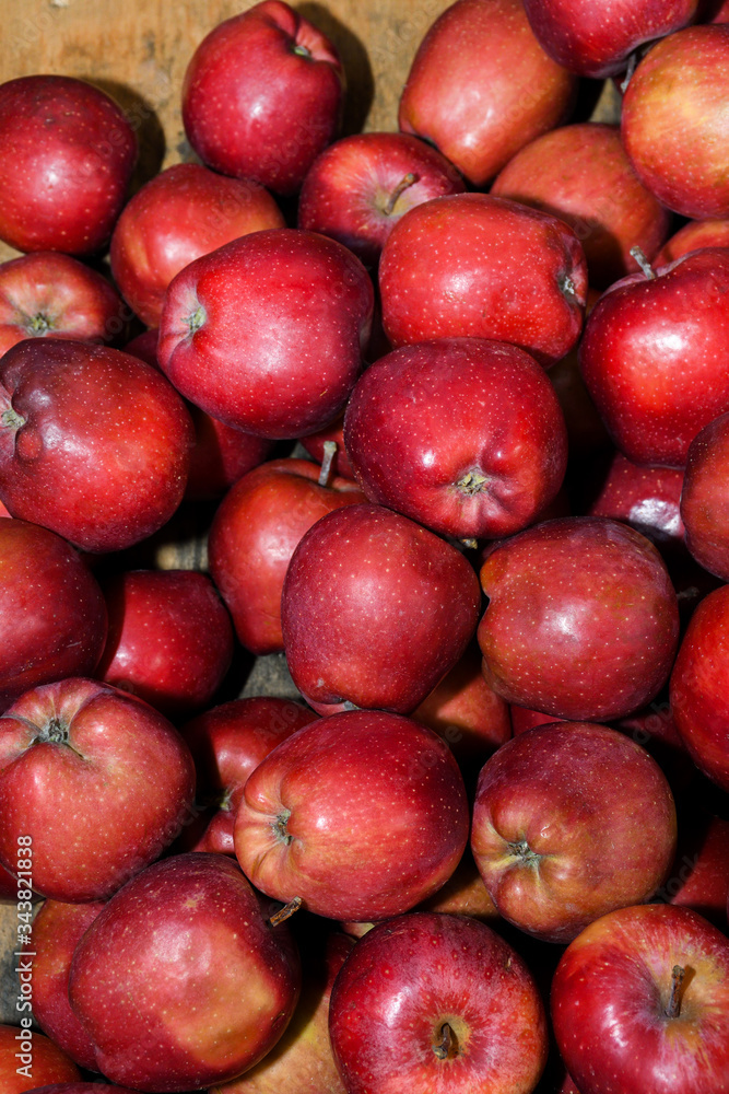Local produce for sale at the market. Red apples Local produce for sale at the market. Red apples