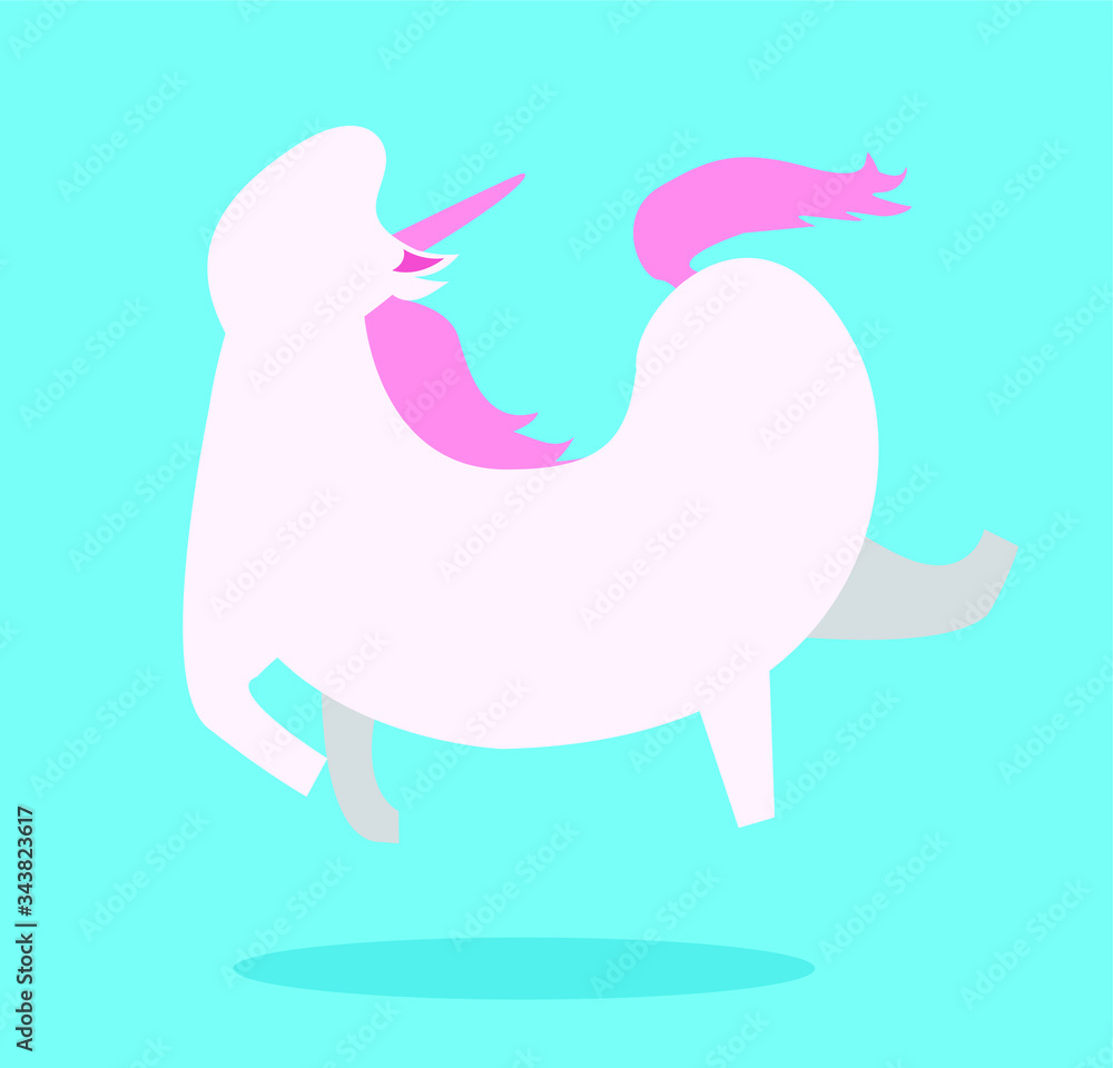 happy unicorn horse dancing animal isolated on blue background
