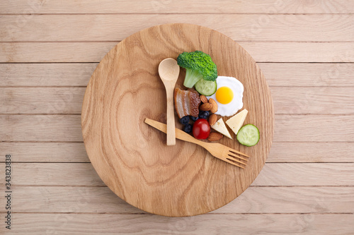 Intermittent fasting. Healthy breakfast, diet food concept. Organic meal. Fat loss concept. Weight loss.