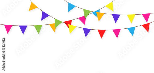 Colorful bunting and garland. Carnival garland with flags © 4zevar