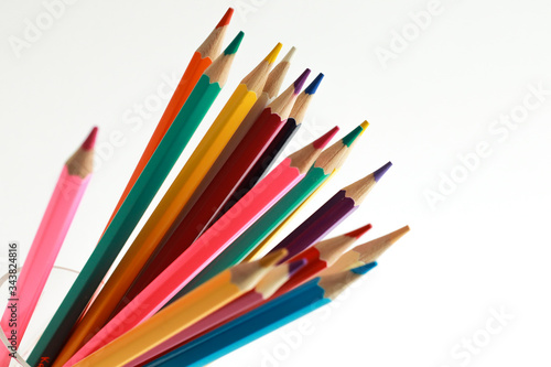  Color pencils isolated on white background.