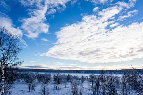 Winter landscape in Nuorgam, Lapland, Finland