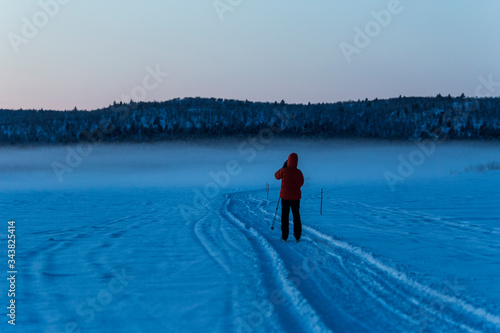 Ski expedition in Nuorgam, Lapland, Finland