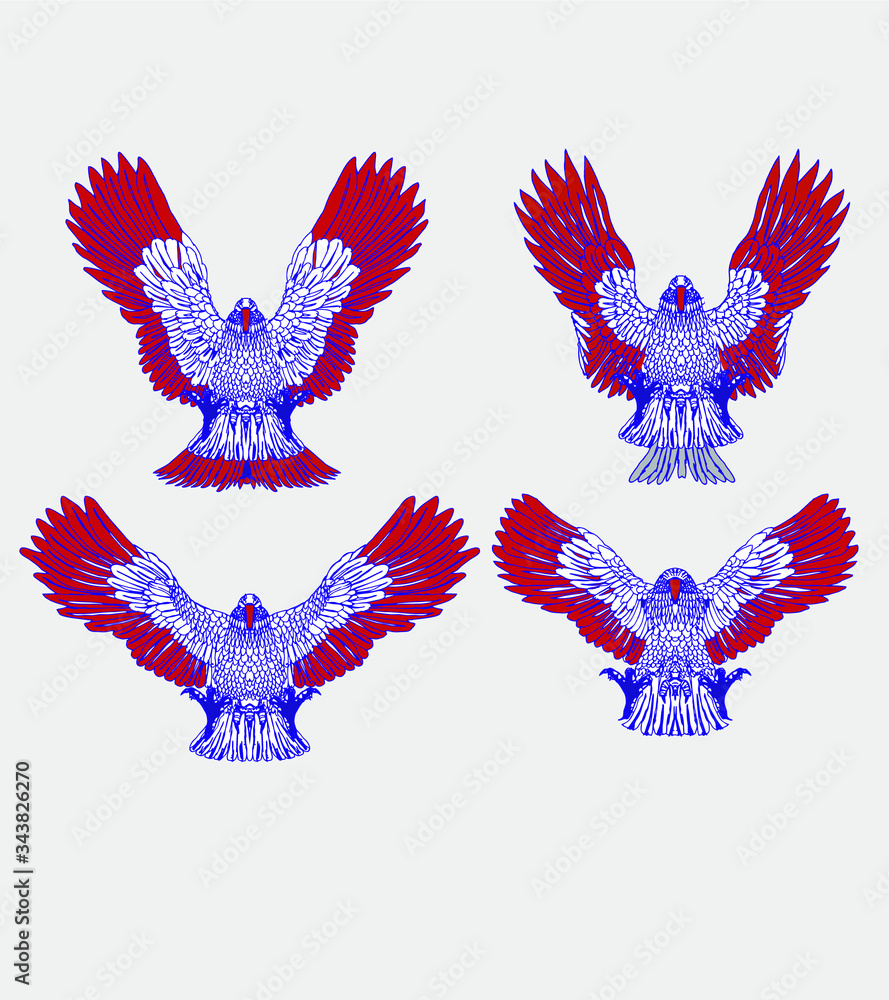 Obraz premium American flag eagle print embroidery graphic design vector art