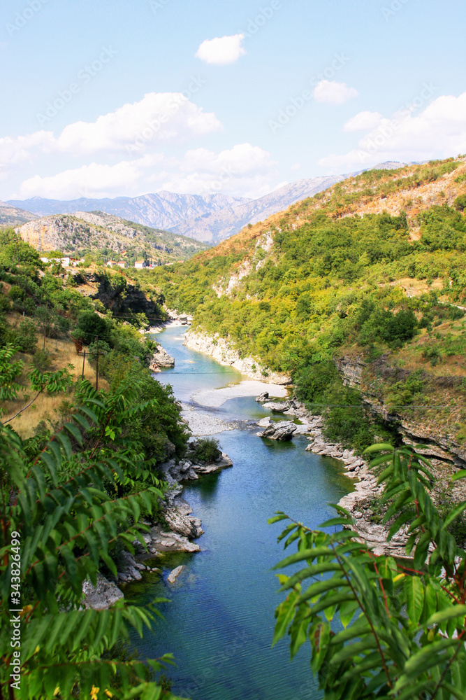 Moraca River under Rzaca mountain in Montenegro