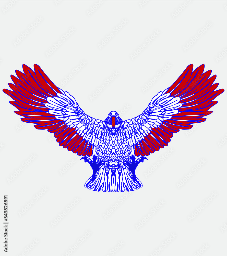 Obraz premium American flag eagle print embroidery graphic design vector art