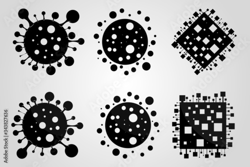 coronavirus logo pack set of six elements in different minimalistic vector styles