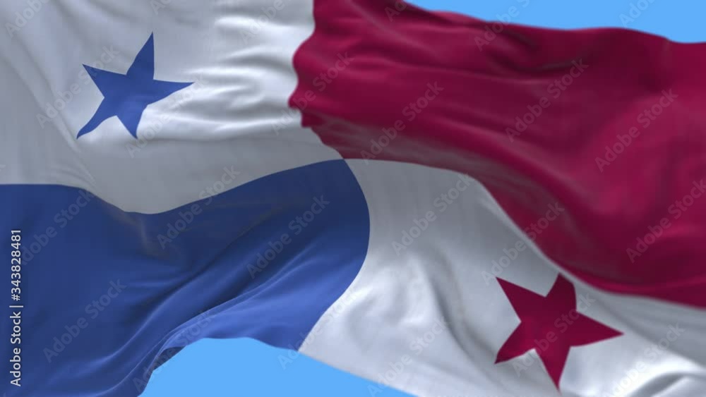 4k Panama National flag slow loop seamless waving with visible wrinkles in wind blue sky background.A fully digital rendering;animation loops at 20 seconds. 4k Panama National flag slow loop seamless waving with visible wrinkles in wind blue sky background.A fully digital rendering;animation loops at 20 seconds.