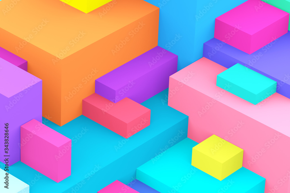 Fototapeta premium Abstract geometric cubic colorful background. isometric 3d render.