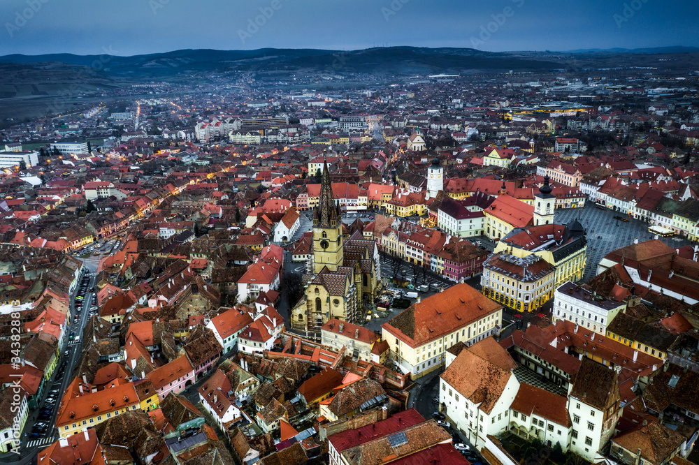 Historic center of Sibiu, Romania.
