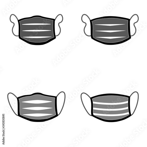 Mask icon set on white background. Silhouette vector design.