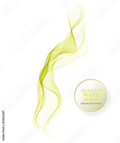 Abstract green wavy lines. smoke Transparent green wave