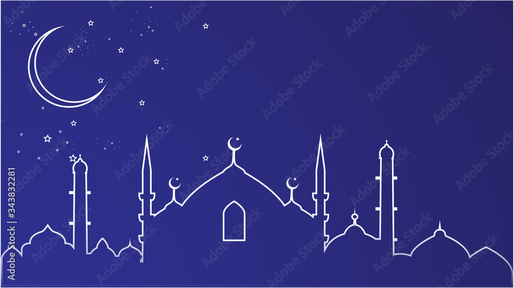 blue night islamic background or wallpaper