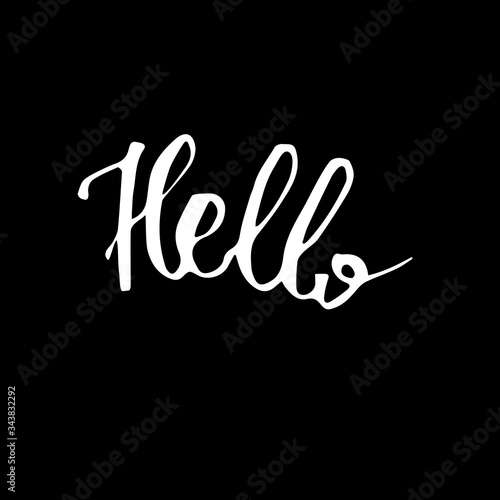 Handwritten vector word "Hello". Overlay text for logo, poster, banner, invitation, blog, billboard.
