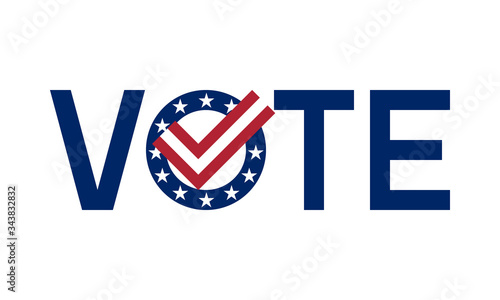 vote word united states style with check mark, vector illustration