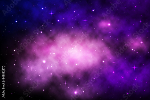 Space galaxy background with shining stars and nebula, Vector cosmos with colorful milky way, Galaxy at starry night, Vector illustration