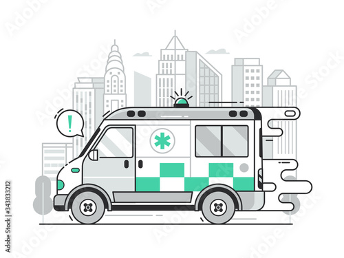 Fast Ambulance Car City Emergency Service Scene