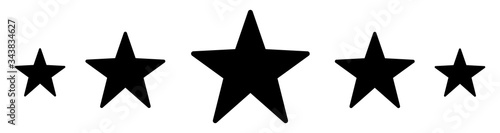 Five stars. Flat icon for apps and websites . Star silhouette.Set of black stars. Vector logo. Star