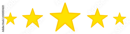 Five stars. Flat icon for apps and websites . Star silhouette.Set of gold stars. Vector logo. Star