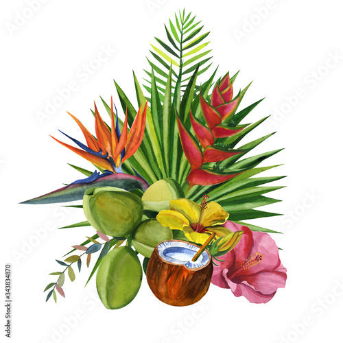 Watercolor seamless floral pattern with fruts hand drawing decorative background. Hand drawn watercolor illustration. Print for textile, cloth, wallpaper, scrapbooking