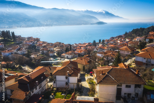View to the Lake Ohrid from the historic city center, North Macedonia